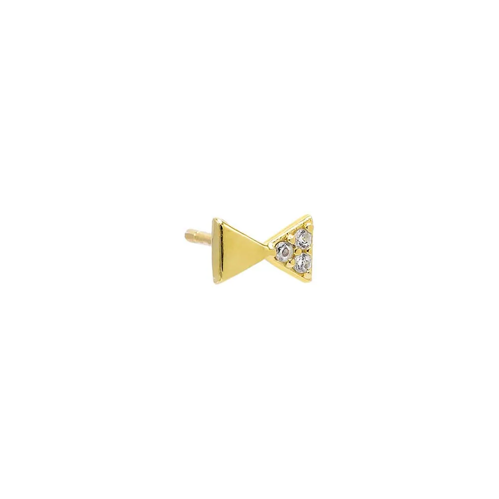 Pave/Solid Double Triangle Stud Earring