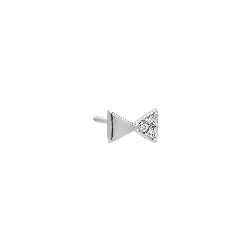 Pave/Solid Double Triangle Stud Earring