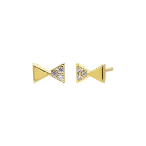 Pave/Solid Double Triangle Stud Earring