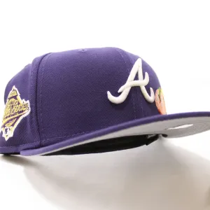 Peach Atlanta Braves 1995 World Series  New Era 59Fifty Fitted Hat (Glow in the Dark Purple Gray Under Brim)