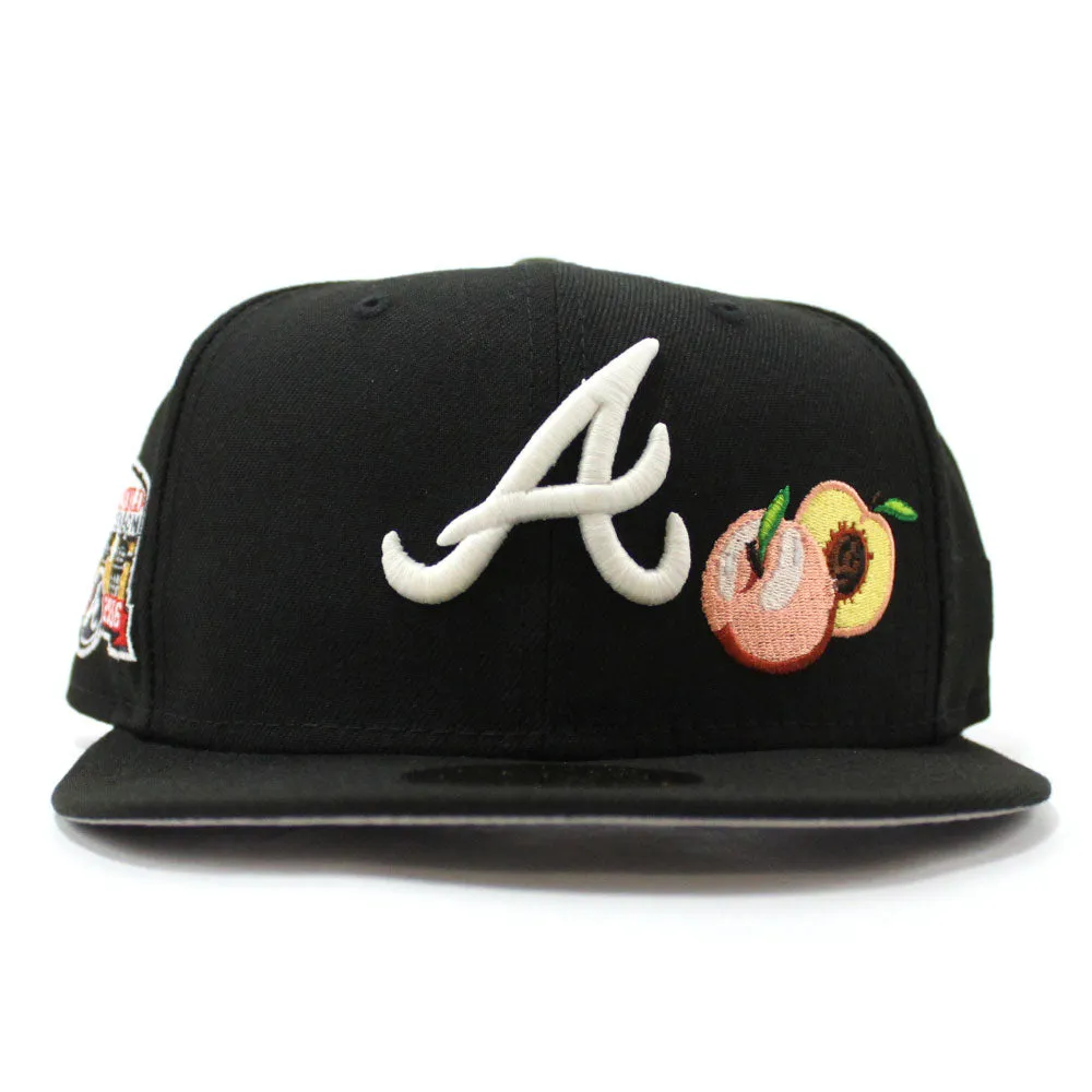 Peach Atlanta Braves TURNER FIELD FINAL SEASON New Era 59Fifty Fitted Hat (Glow in the Dark Black Gray Under Brim)