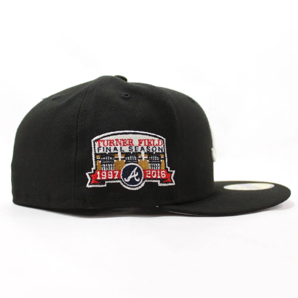Peach Atlanta Braves TURNER FIELD FINAL SEASON New Era 59Fifty Fitted Hat (Glow in the Dark Black Gray Under Brim)