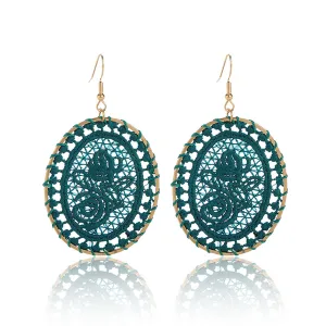 Peacock Blue Polyster & 18K Gold-Plated Botanical Oval Drop Earrings