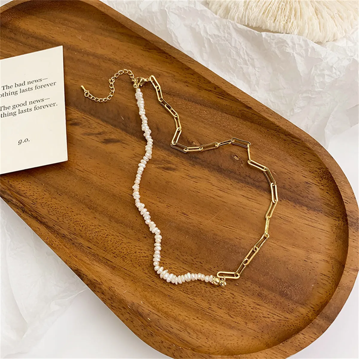 Pearl & 18K Gold-Plated Asymmetrical Chain Choker Necklace