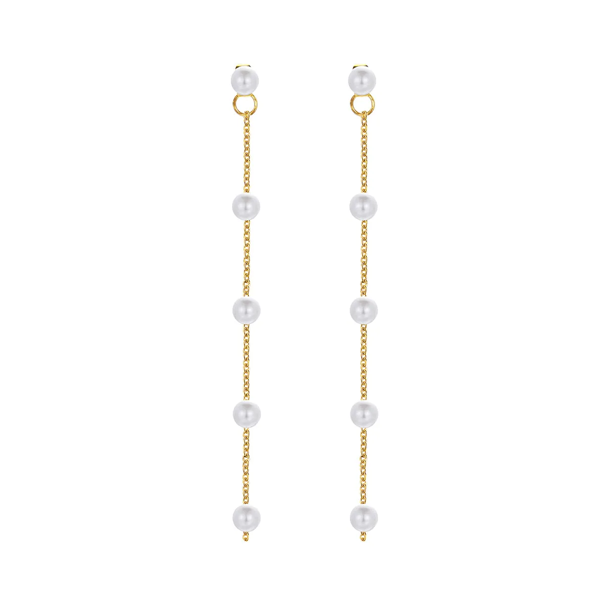Pearl & 18K Gold-Plated Chain Drop Earrings