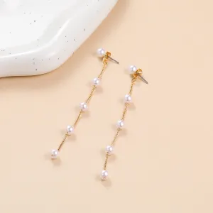 Pearl & 18K Gold-Plated Chain Drop Earrings
