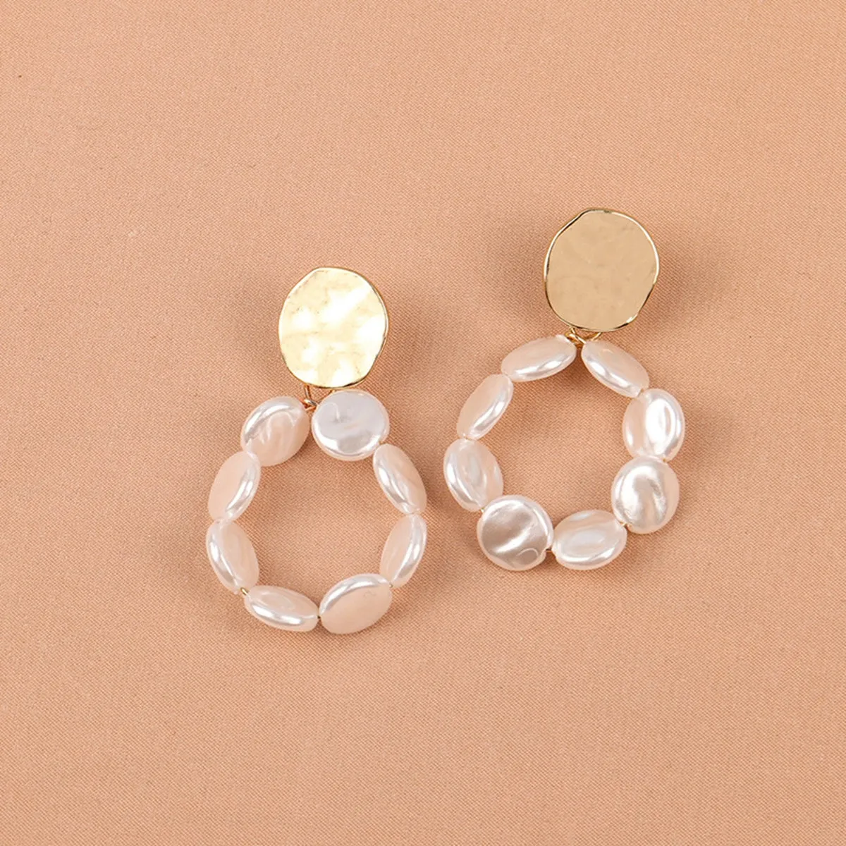 Pearl & 18K Gold-Plated Circle Drop Earrings