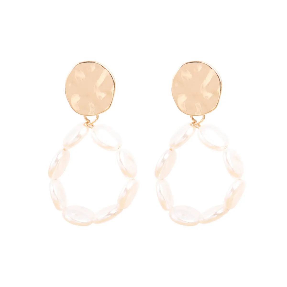 Pearl & 18K Gold-Plated Circle Drop Earrings