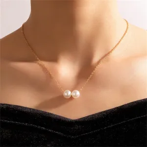 Pearl & 18K Gold-Plated Double Pendant Necklace