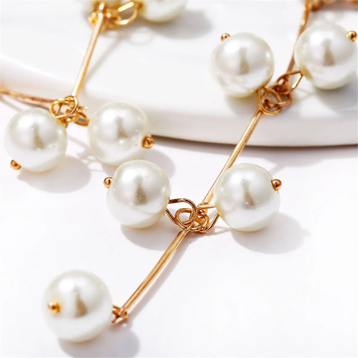 Pearl & 18K Gold-Plated Drop Earrings