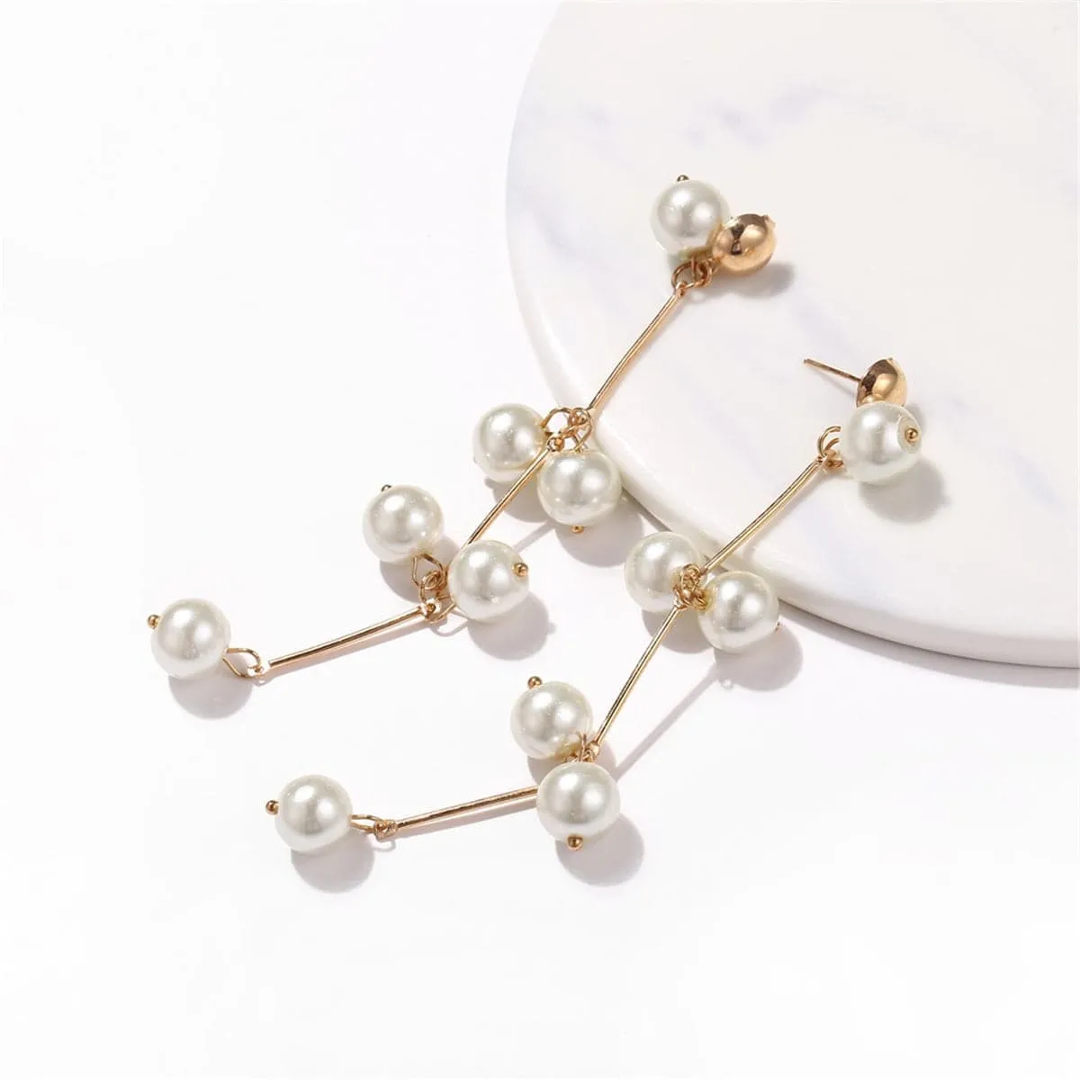 Pearl & 18K Gold-Plated Drop Earrings