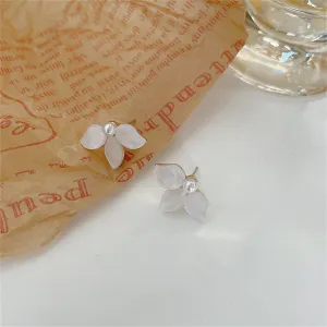 Pearl & 18K Gold-Plated Floral Half-Bloom Stud Earrings