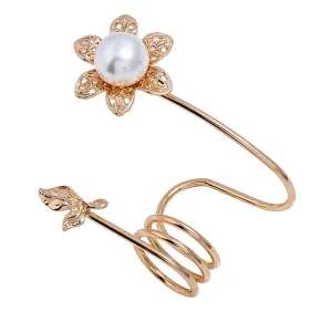 Pearl & 18K Gold-Plated Floral Spiral Ring