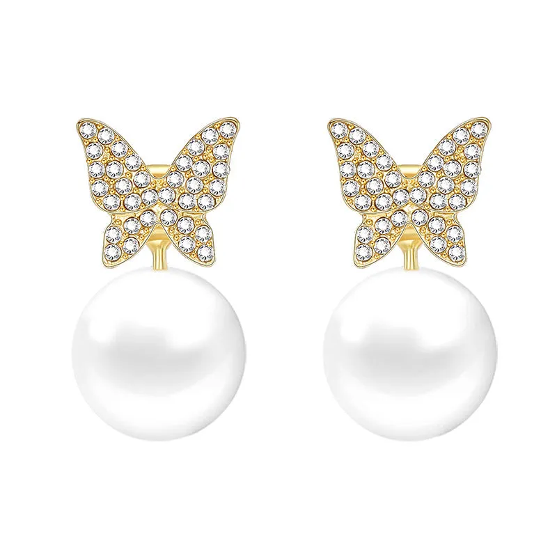 Pearl & Cubic Zirconia Pavé Butterfly Ear Jackets