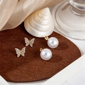 Pearl & Cubic Zirconia Pavé Butterfly Ear Jackets