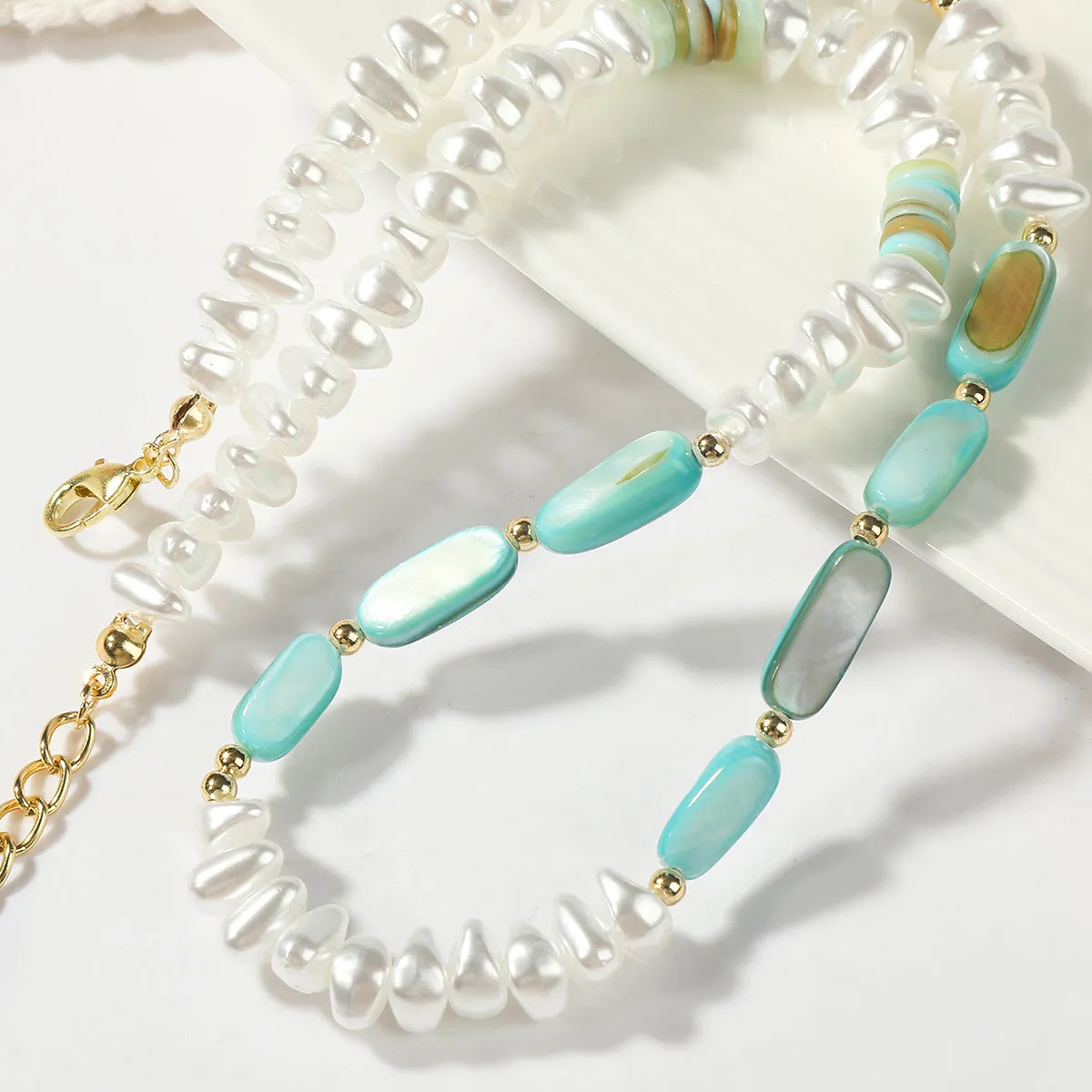 Pearl & Resin Shell 18K Gold-Plated Beaded Necklace