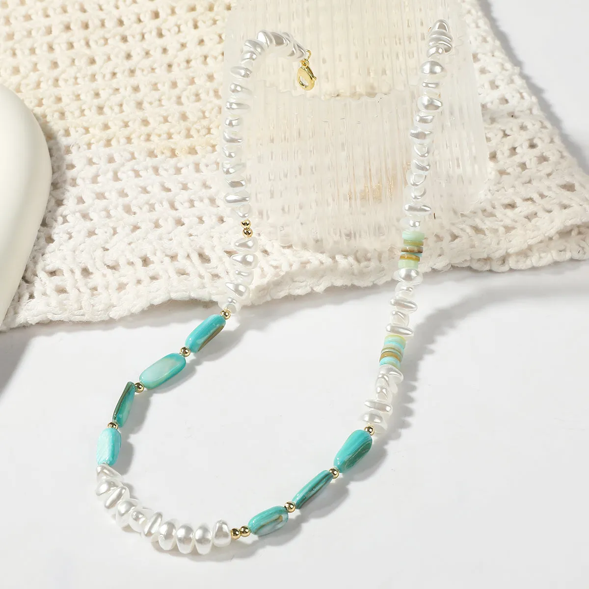 Pearl & Resin Shell 18K Gold-Plated Beaded Necklace