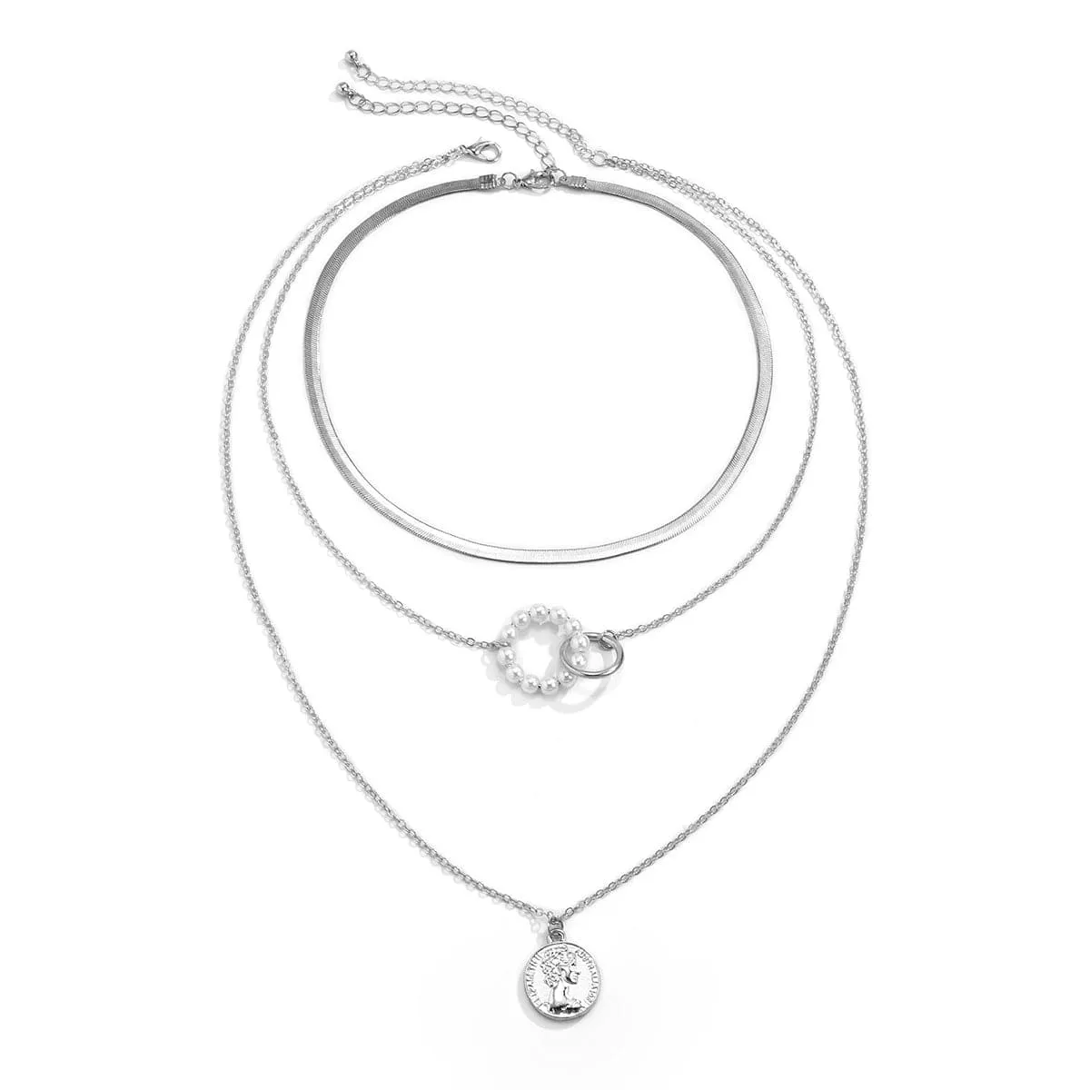 Pearl & Silver-Plated Pendant Necklace Set