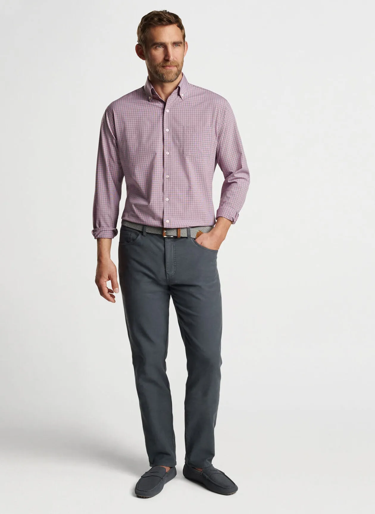 Peter Millar Murray Poplin Sport Shirt - Rosewood