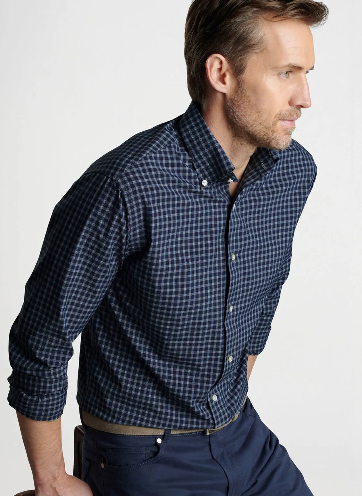 Peter Millar Orton Poplin Sport Shirt - Navy