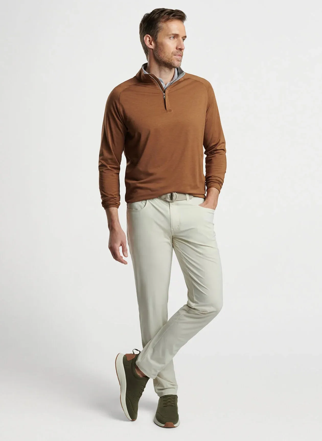 Peter Millar Stealth Performance Quarter-Zip - Walnut