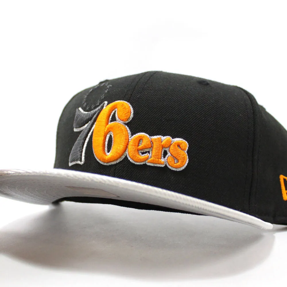 Philadelphia 76ers New Era 59FIFTY Fitted Hat (Black Metallic Sliver Gray Under Brim)