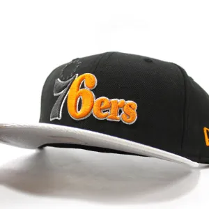 Philadelphia 76ers New Era 59FIFTY Fitted Hat (Black Metallic Sliver Gray Under Brim)