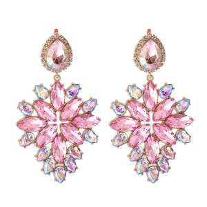 Pink Crystal & Cubic Zirconia Marquise-Cut Drop Earrings
