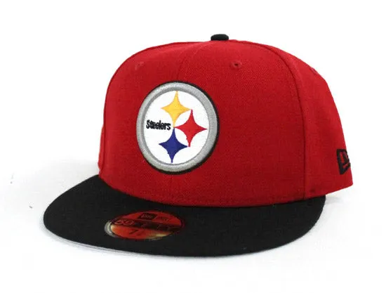 Pittsburgh Steelers New Era NFL 59Fifty Fitted Hat (Pittsburgh Pirates Color Way Red Black Gray Under Brim)