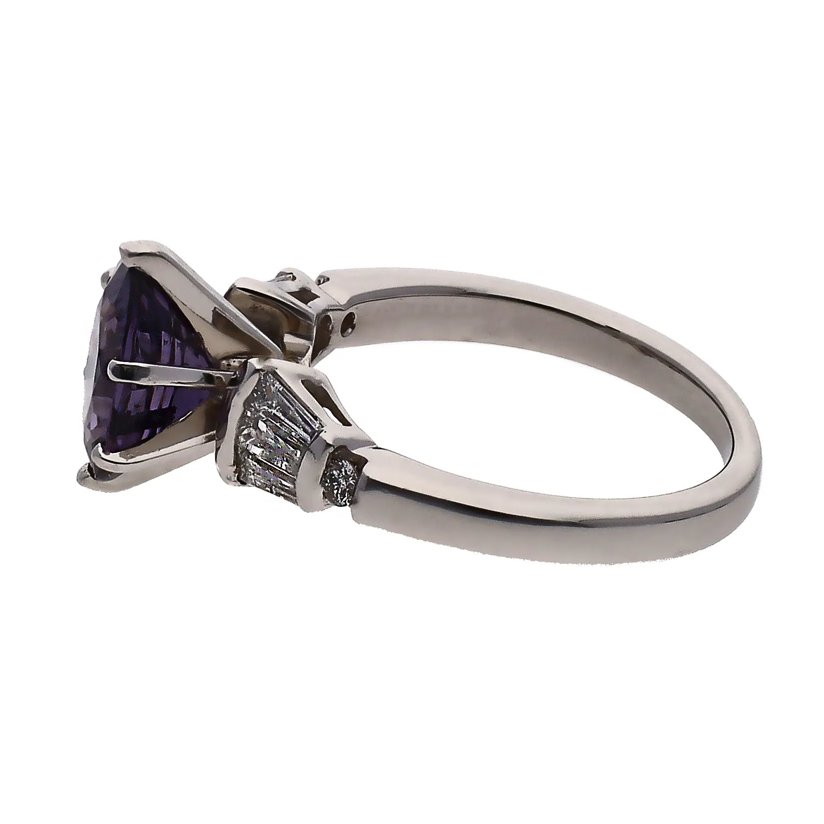 Platinum Oval Purple Spinel & Diamond Ring