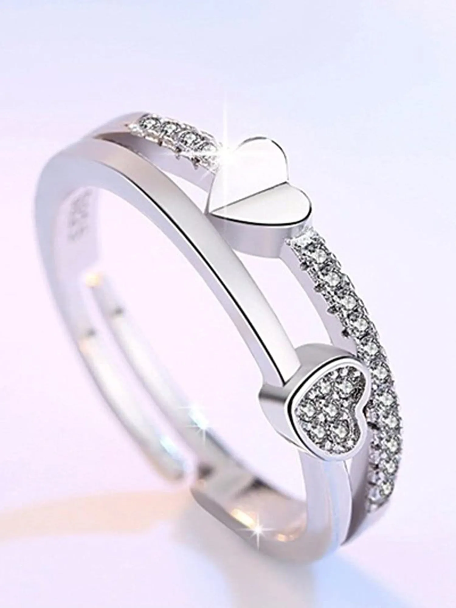 Platinum Plated Elegant Austrian Crystal Adjustable Ring