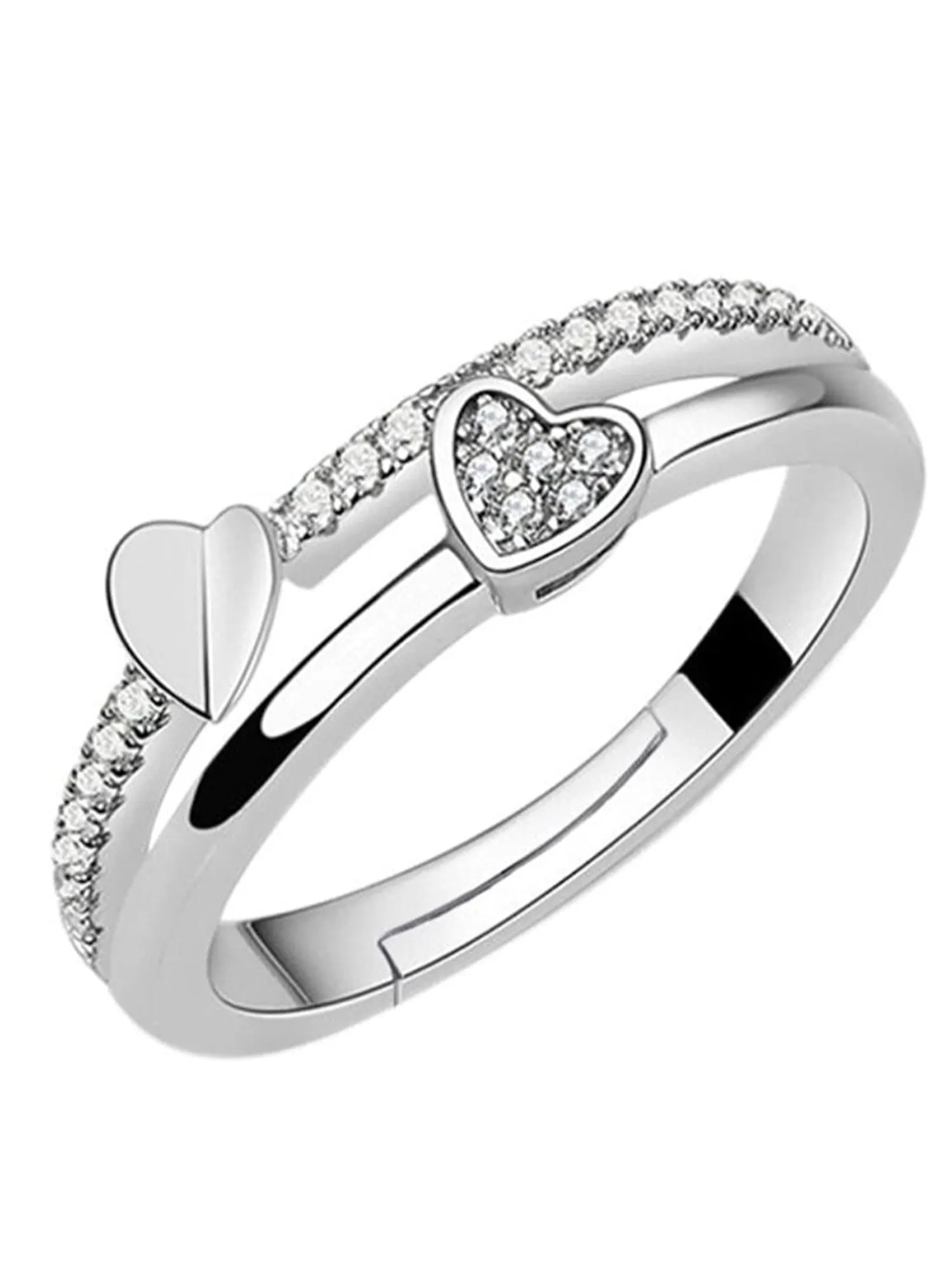 Platinum Plated Elegant Austrian Crystal Adjustable Ring