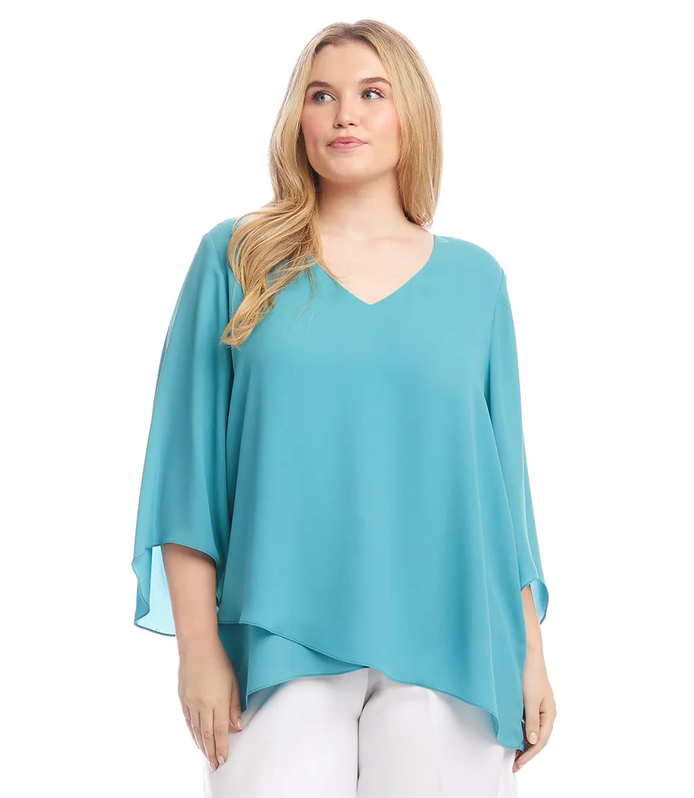 Plus Size Bracelet Sleeve Asymmetric Top
