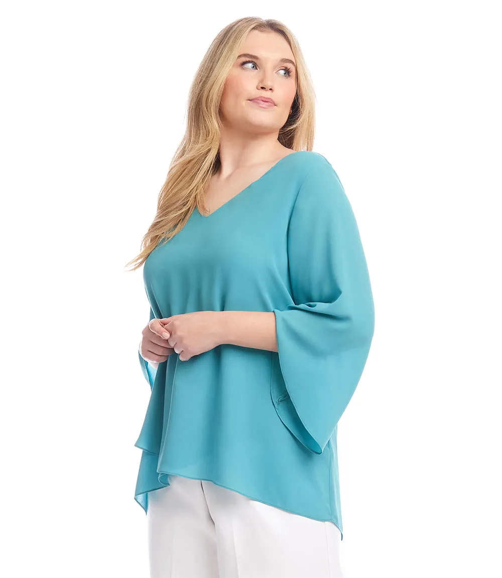 Plus Size Bracelet Sleeve Asymmetric Top