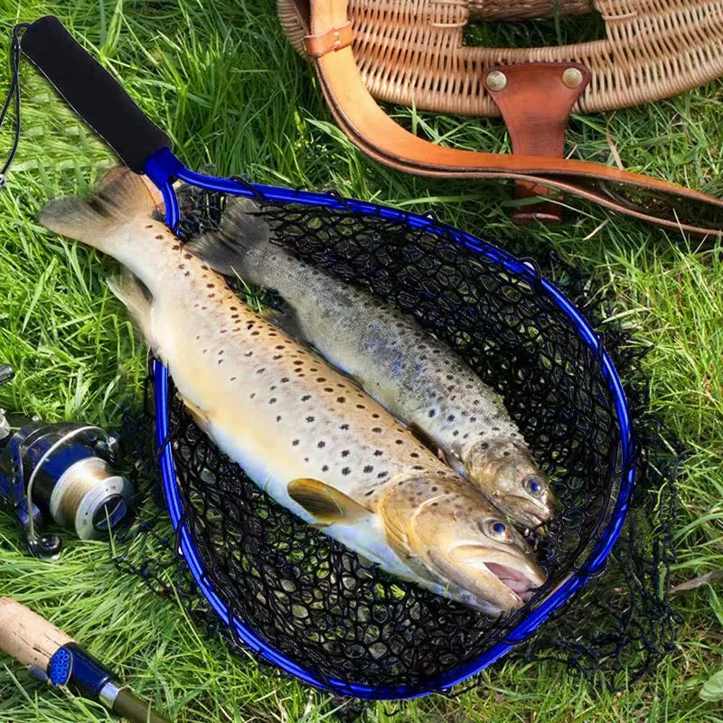 Portable Aluminum Alloy Fishing Net, Non-Slip Pole, Catching Fishes, Landing Net, Convenient, Red