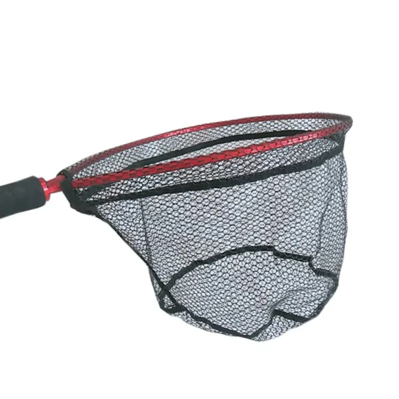 Portable Aluminum Alloy Fishing Net, Non-Slip Pole, Catching Fishes, Landing Net, Convenient, Red
