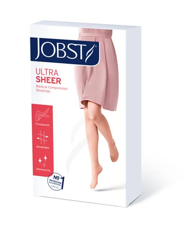 PR/1 JOBST ULTRASHEER WOMEN, THIGH HIGH, 15-20MMHG, LG, BLACK, CLOSED TOE