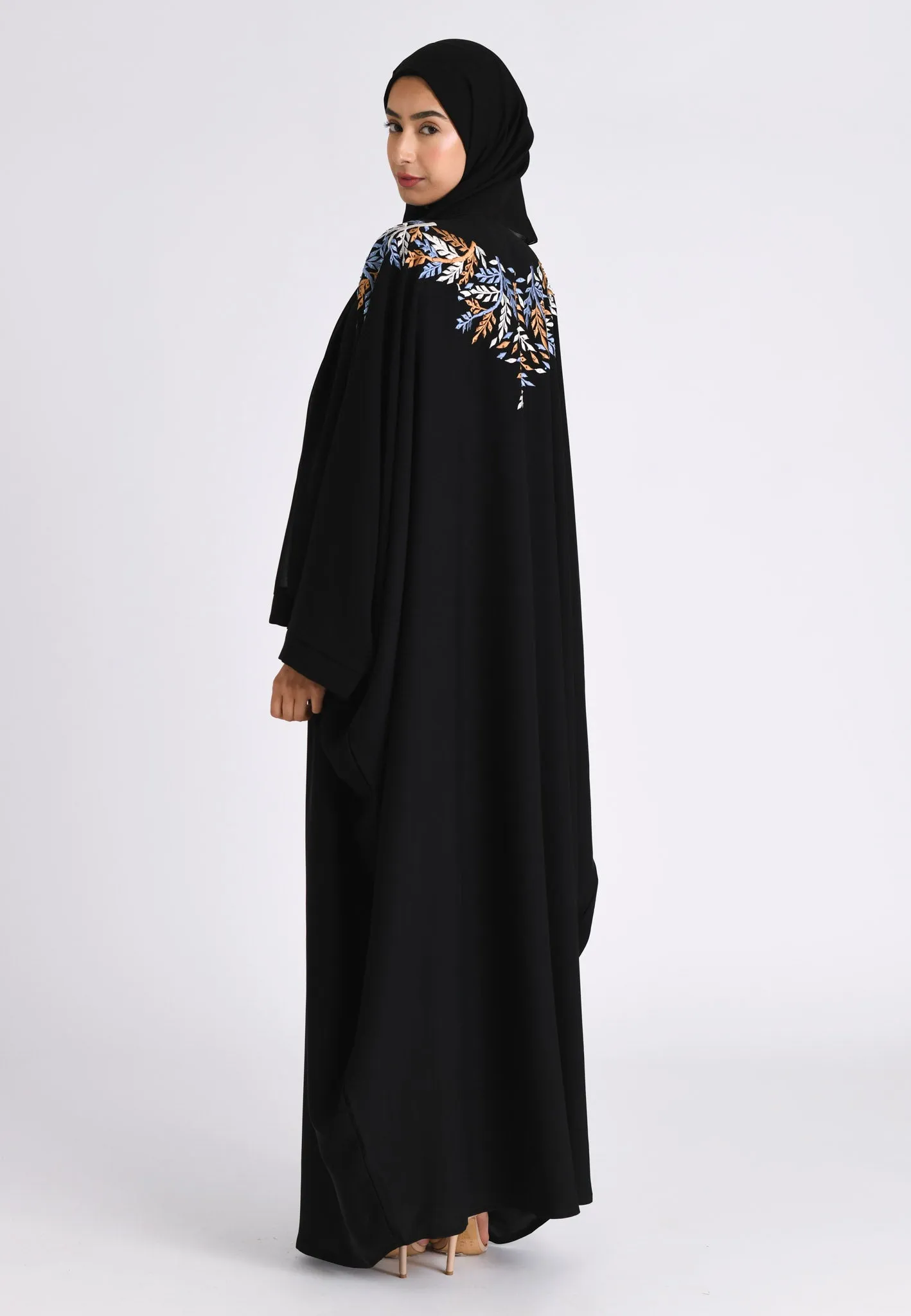 Premium Rio Black Embroidered Farasha