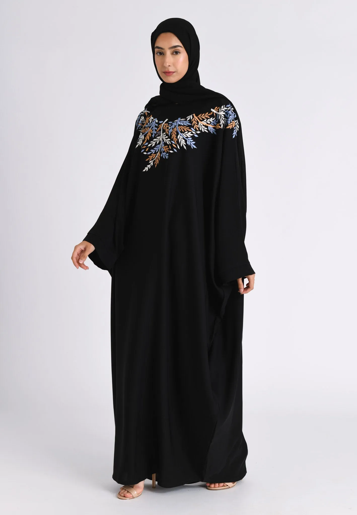 Premium Rio Black Embroidered Farasha
