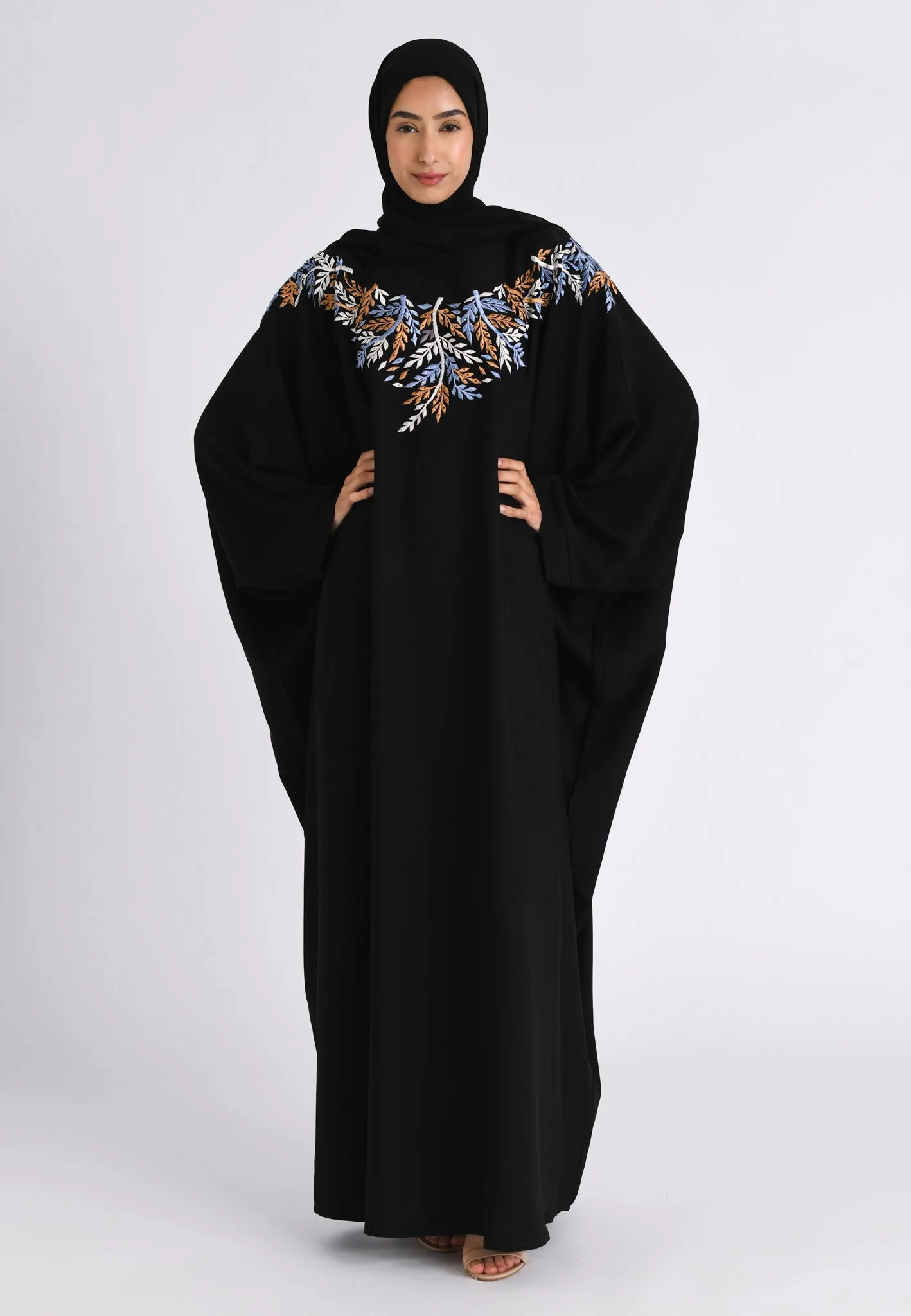 Premium Rio Black Embroidered Farasha
