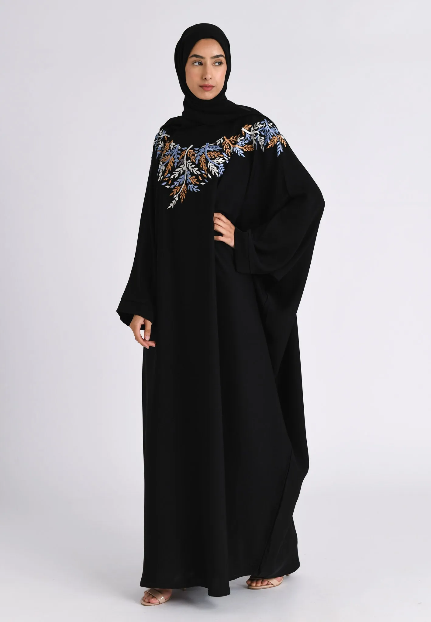 Premium Rio Black Embroidered Farasha