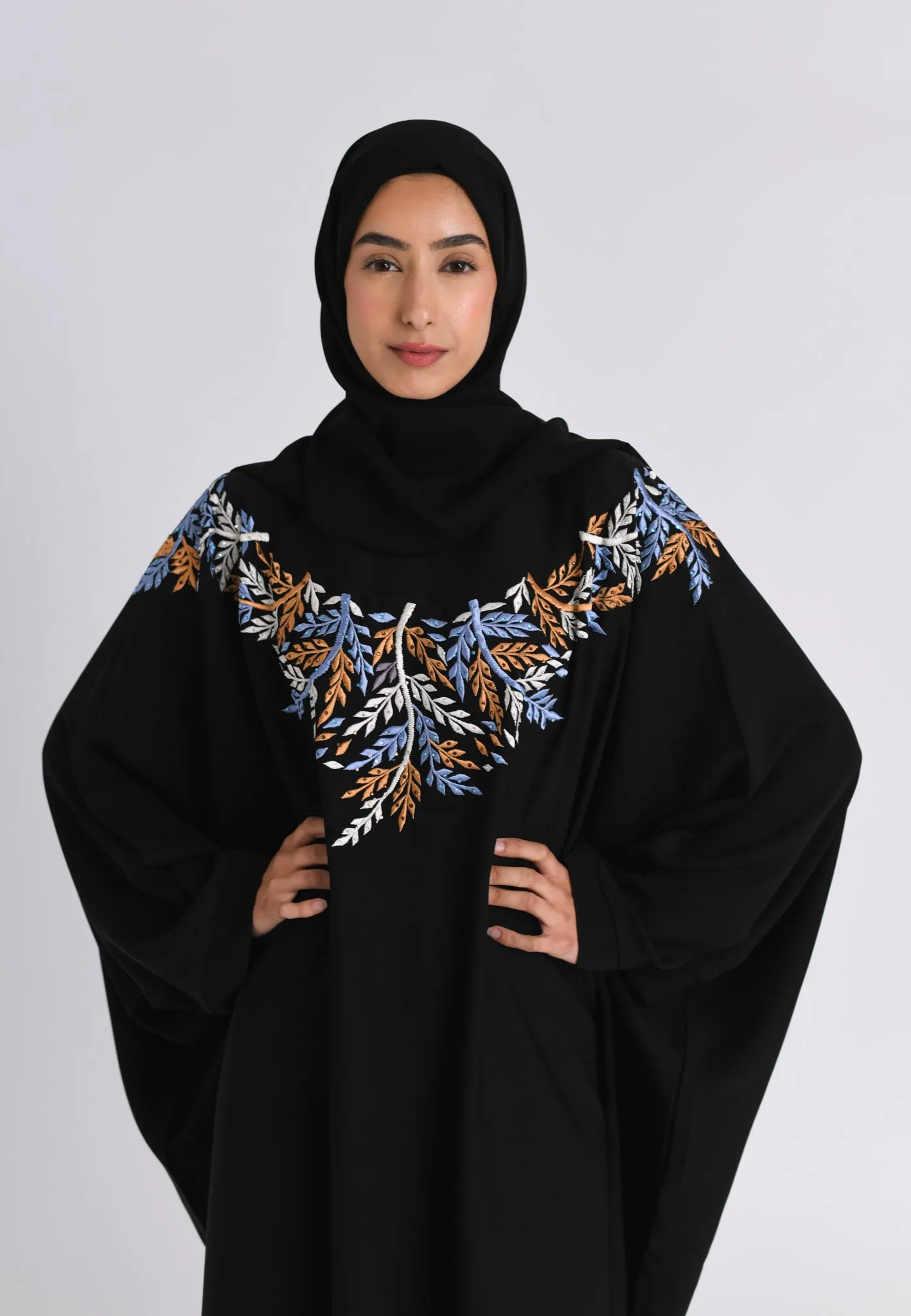 Premium Rio Black Embroidered Farasha