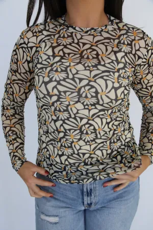 Psychedelic Flower Mesh Top