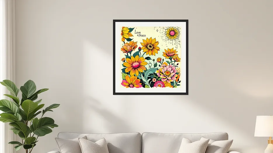 Psychedelic Flower Power Wall Art Poster
