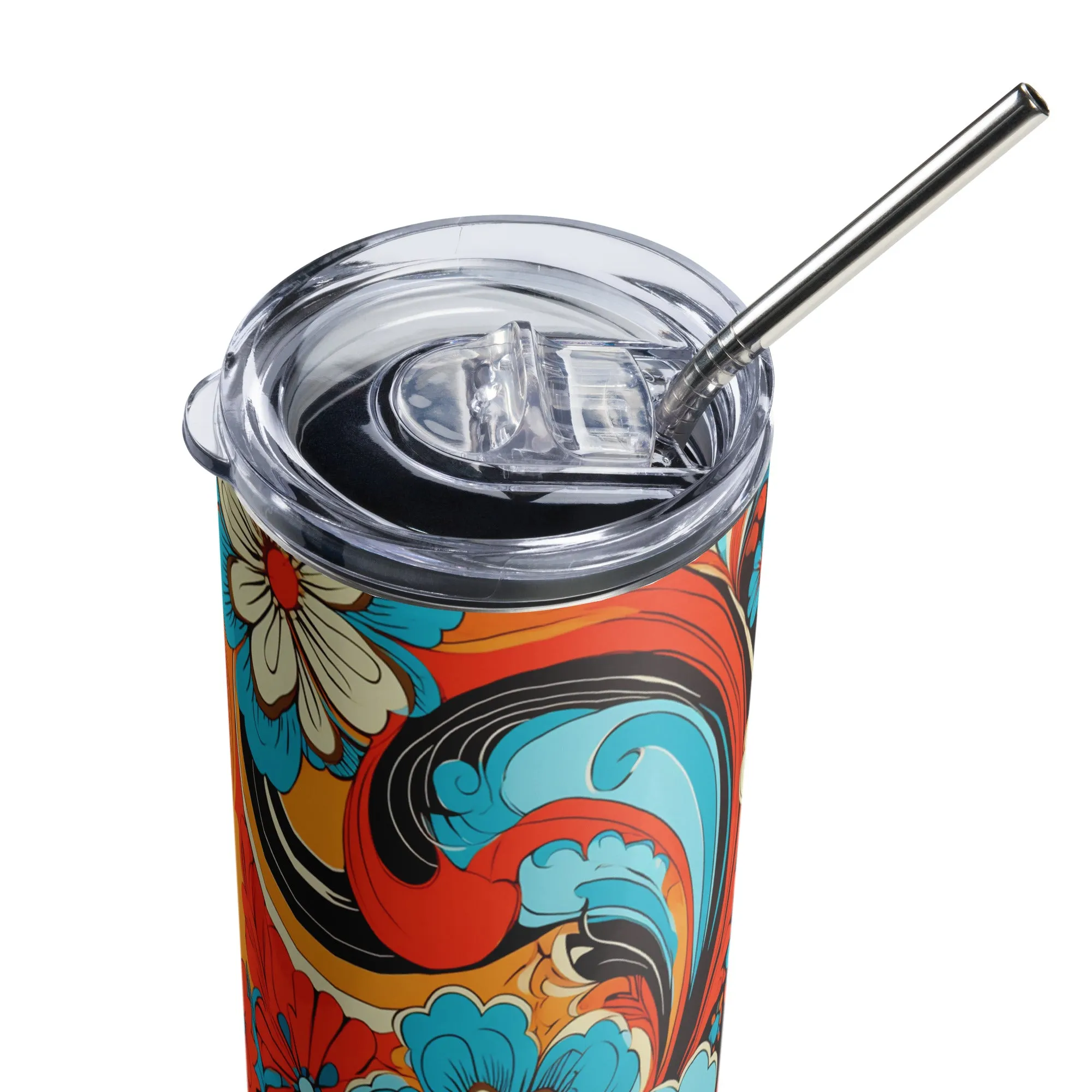Psychedelic Swirl 20 oz Insulated Stainless Steel Tumbler with Metal Straw
