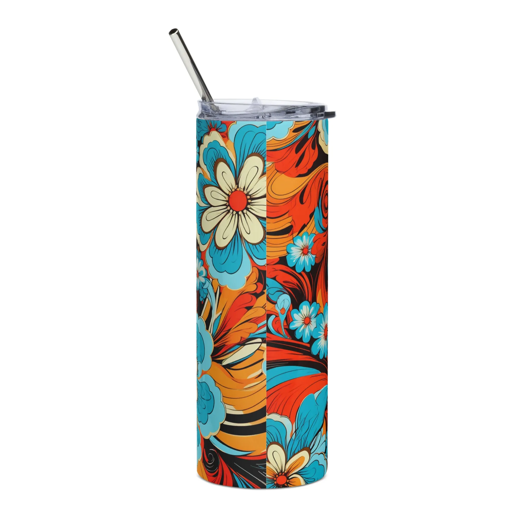 Psychedelic Swirl 20 oz Insulated Stainless Steel Tumbler with Metal Straw