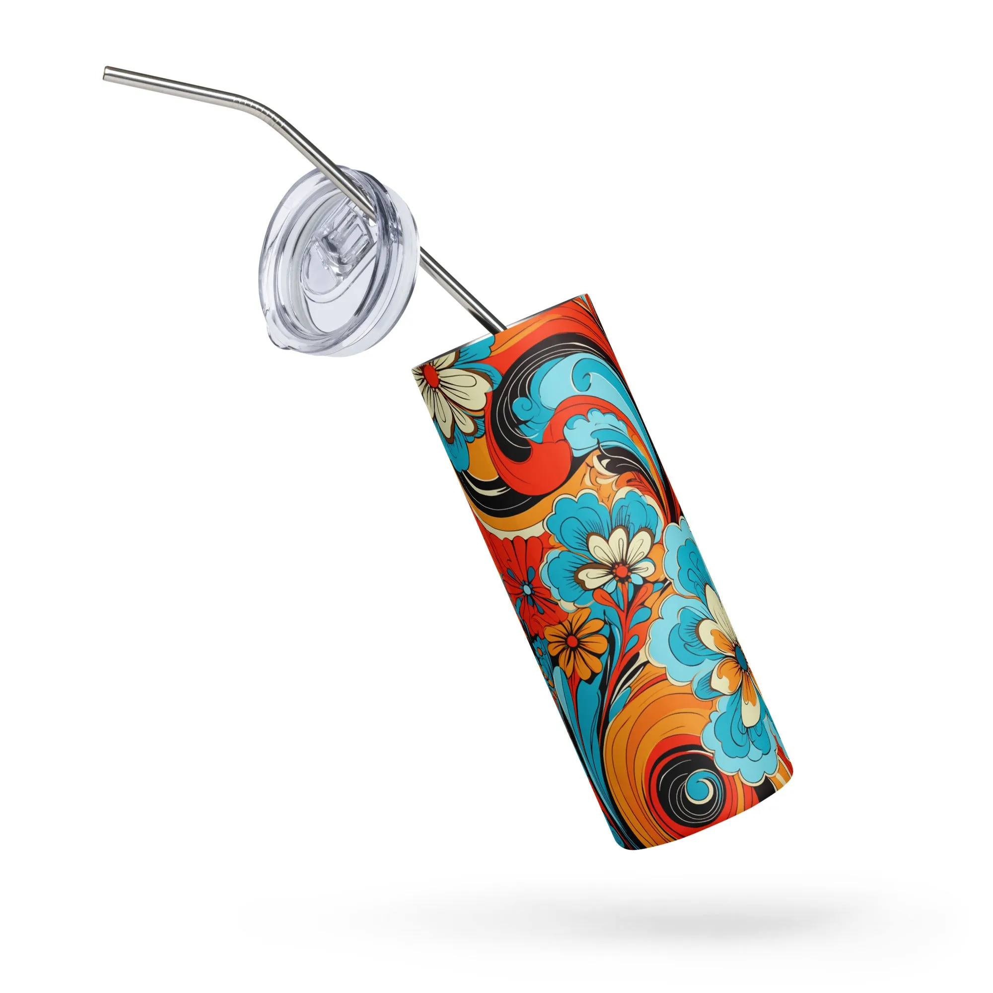 Psychedelic Swirl 20 oz Insulated Stainless Steel Tumbler with Metal Straw