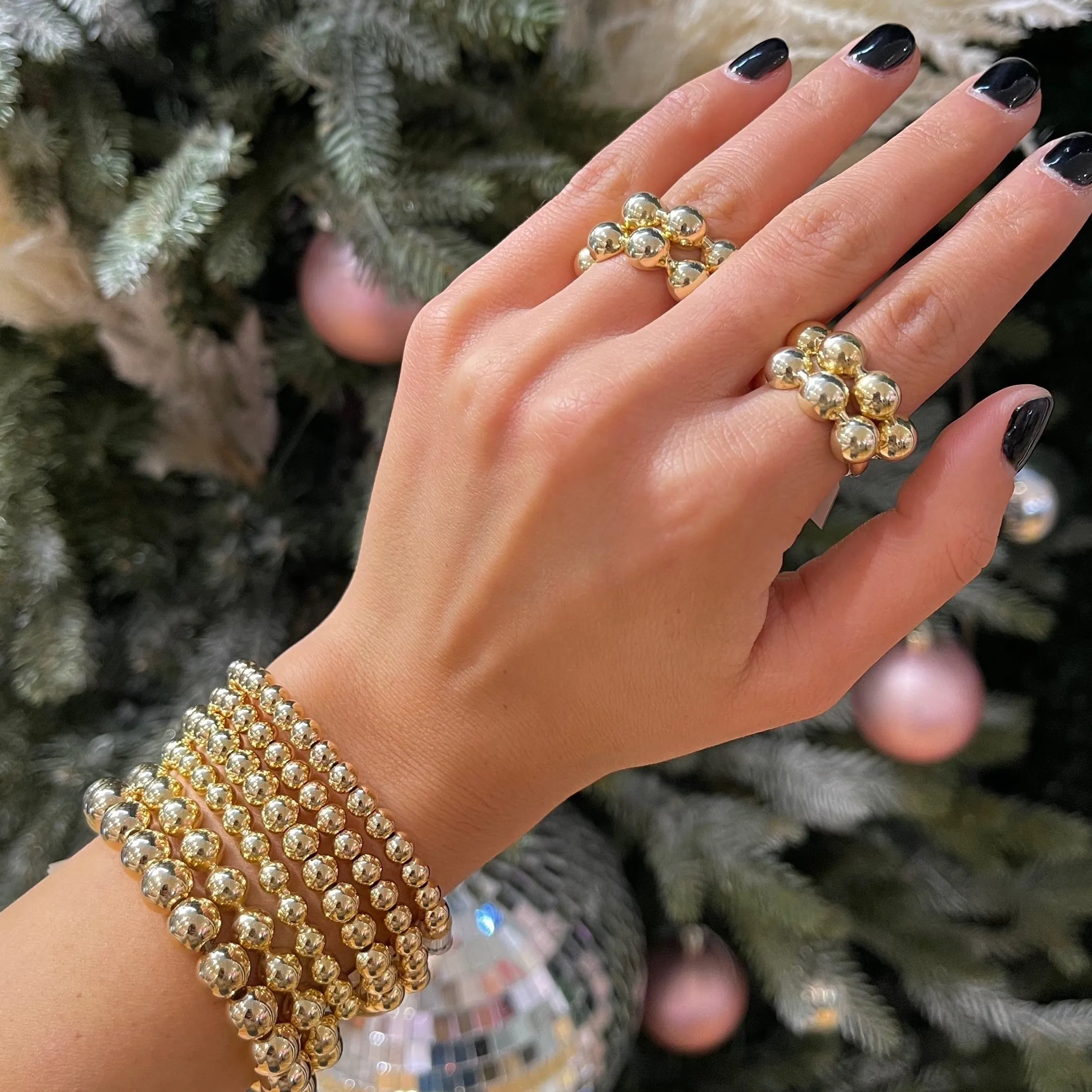 Puffed Beaded Ball Ring