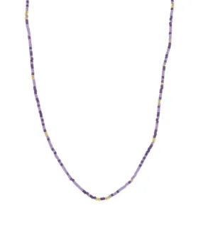 Purple Color Wheel 18k Plated Bead Necklace