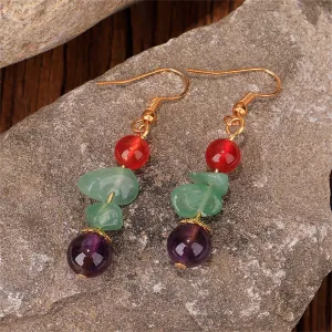 Purple Quartz & 18K Gold-Plated Beads Drop Earrings